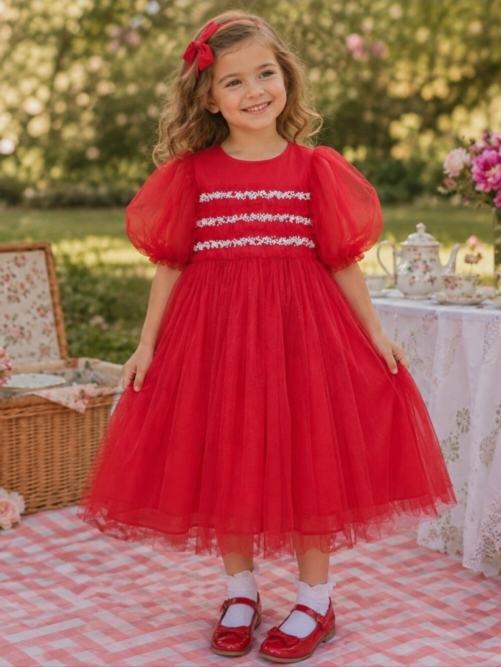 Tutu Du Monde Vibrant Red Whimsical Party Dress with Beaded Detail Size 10/11